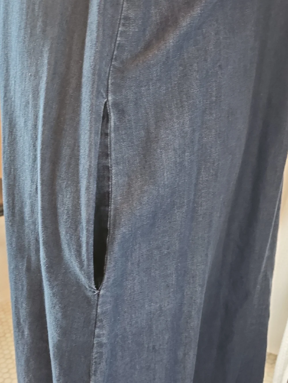 Soft Surroundings Small Blue Denim Sleeveless Maxi Shirt Dress 100% Cotton Boho - Picture 5 of 15